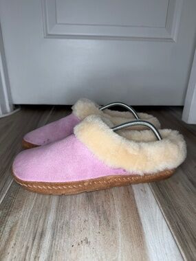 LL Bean Wicked Good Shearling Squam Lake Slippers Pale Mauve Women Sz 10